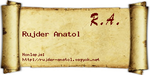 Rujder Anatol névjegykártya